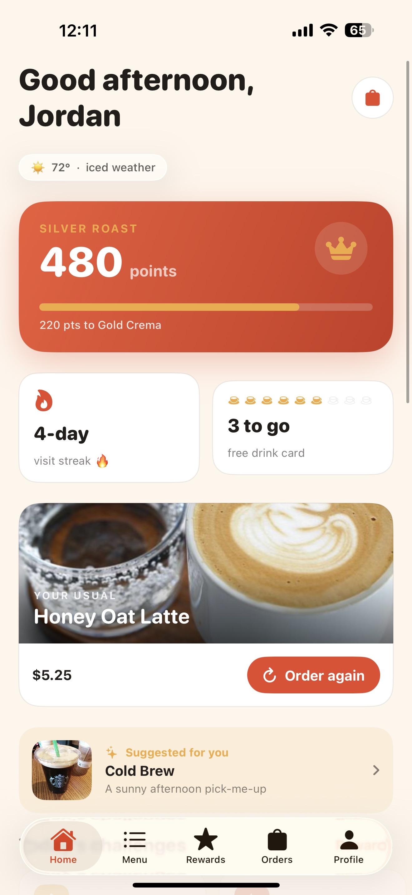 TastyCo Home screen